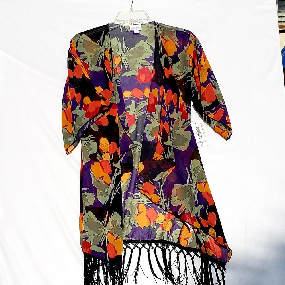 LuLaRoe MonRoe Multicolor  Fringe Kimono